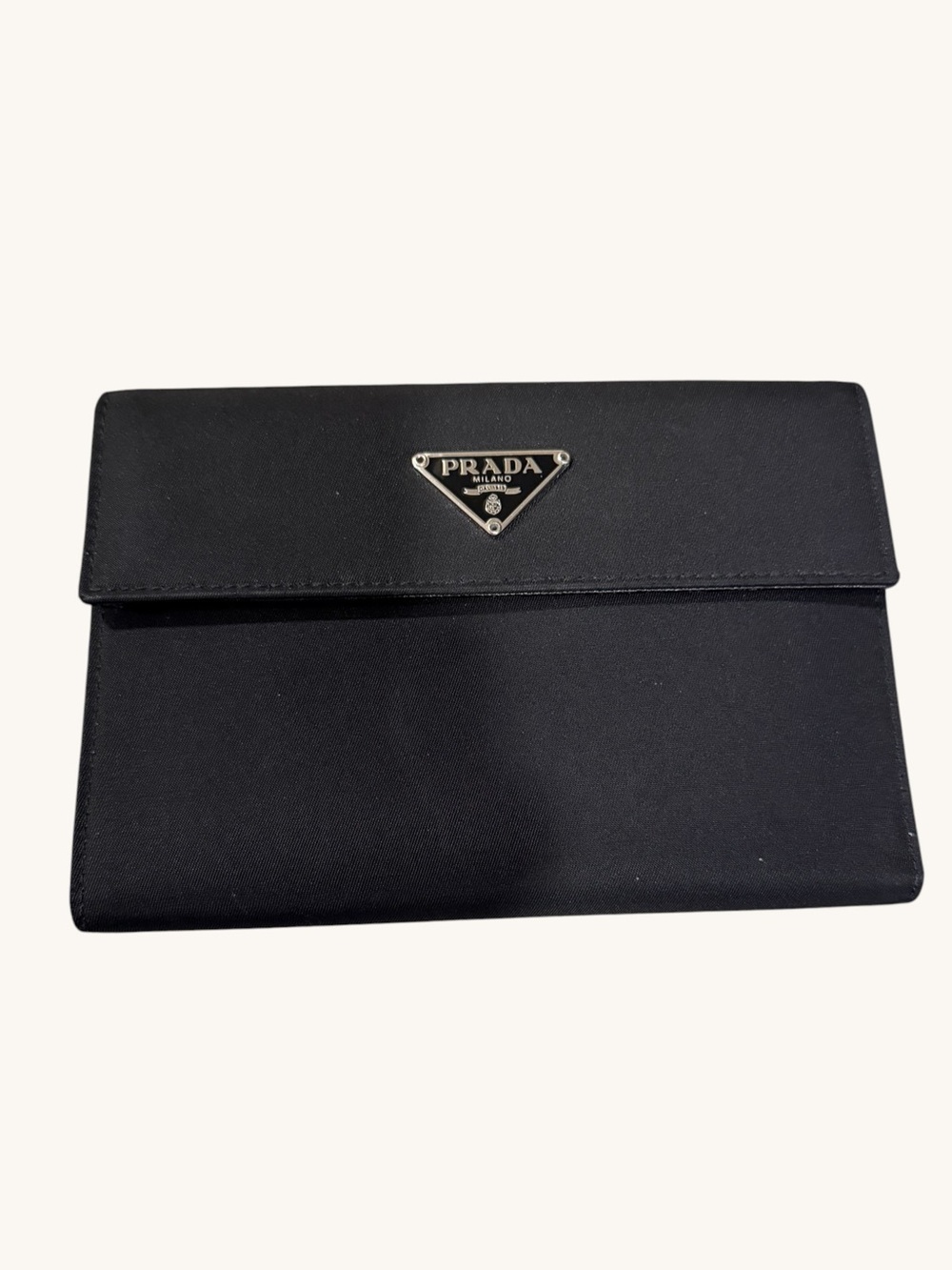 Vintage Prada Black Tessuto Nylon Saffiano Continental Wallet